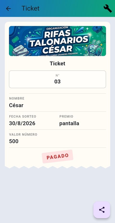 Ticket individual con datos del comprador